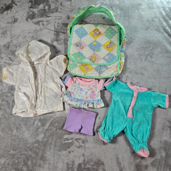 Vtg Cabbage Patch Kids Happy Kids Doll Clothes Outfit Set Diaper Bag Accessories - Picture 1 of 16